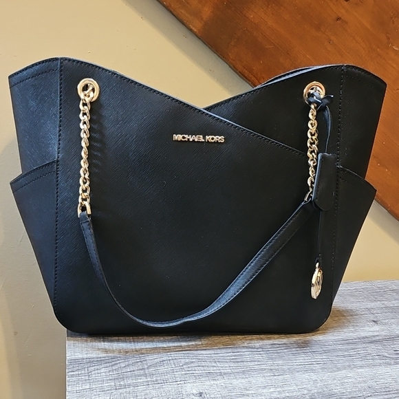 Michael Kors Black Tote with Gold Accents - Picture 1 of 4